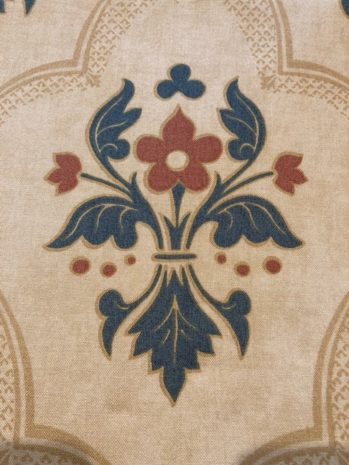 Bottle & Terracotta Gothic Design on Deep Cream " Zoffany - Gothic Flower"