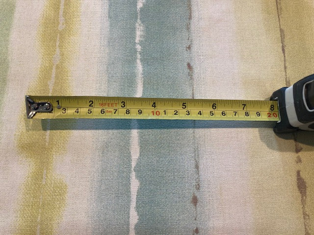 Faded Citrus Stripe on Cotton Furnishing. Stripes running along the fabric.