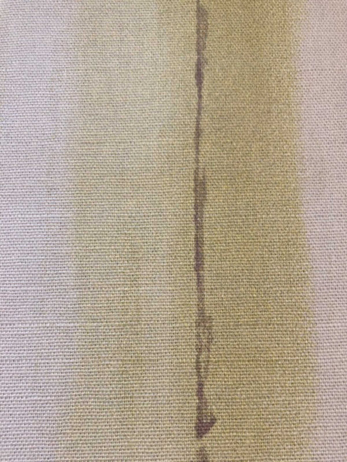 Faded Citrus Stripe on Cotton Furnishing. Stripes running along the fabric.