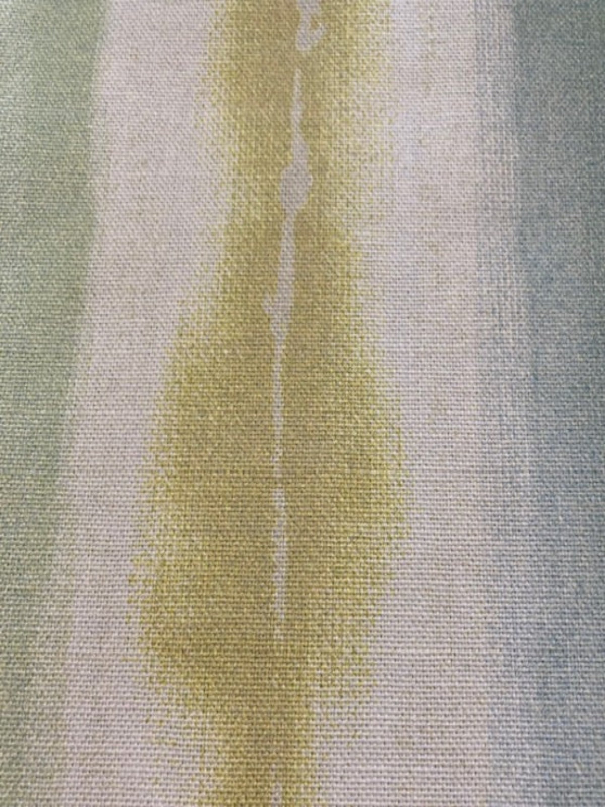 Faded Citrus Stripe on Cotton Furnishing. Stripes running along the fabric.