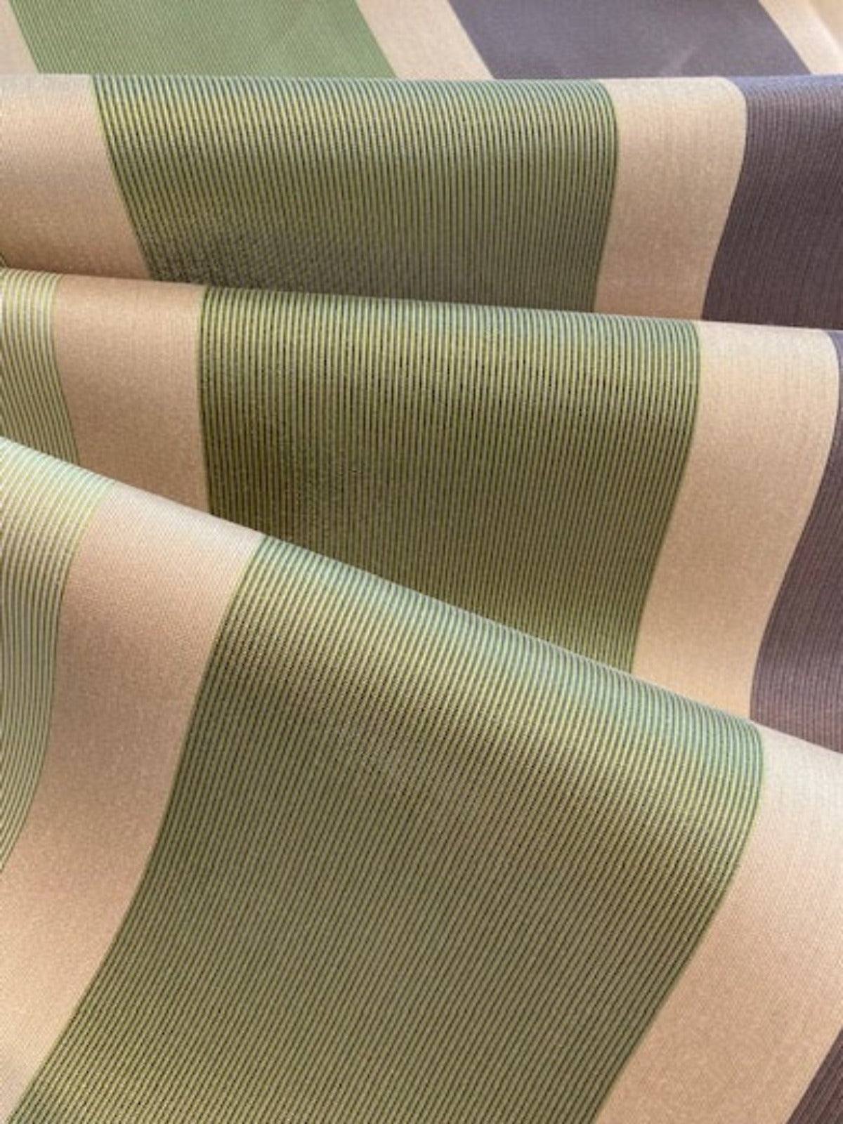 Brown & shades of Green Stripes Running Across the Fabric, Crisp Finish