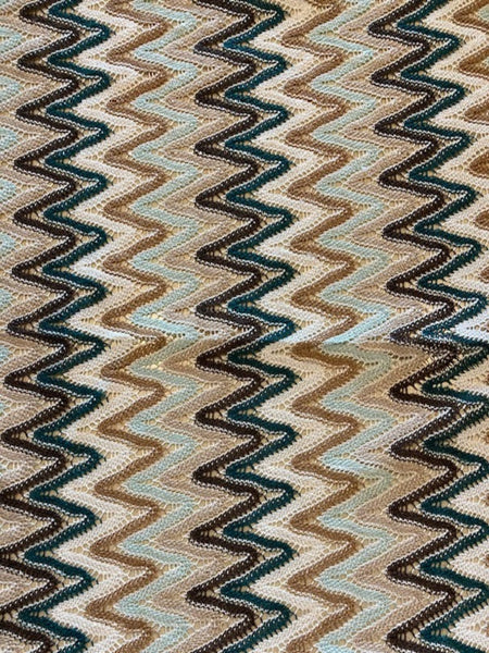 Green / Coffee Knitted Lace Chevron