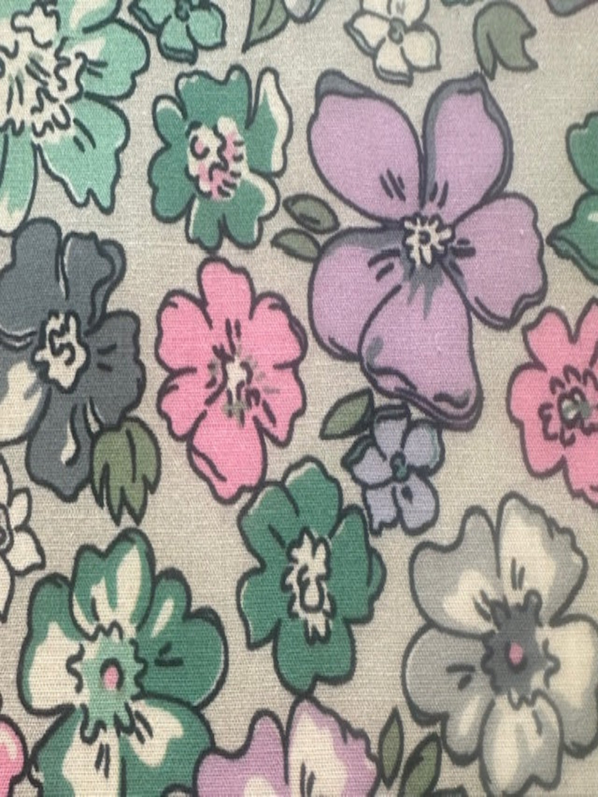 Green/Lavender Floral on Cotton Lawn