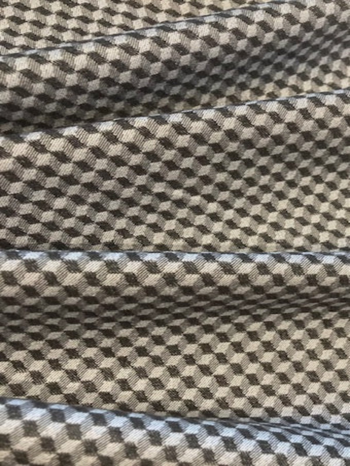 Grey 3D Mini Cube Effect Woven – Stretch Textured Fabric