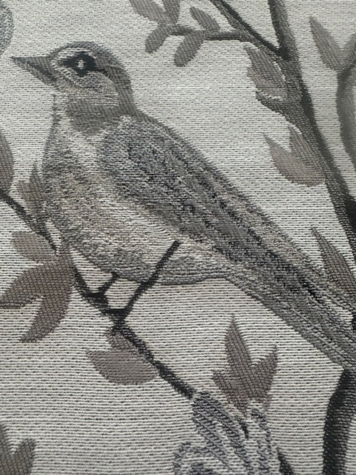 Mink Grey Jacquard Trailing Branches with Perching Birds Furnishing