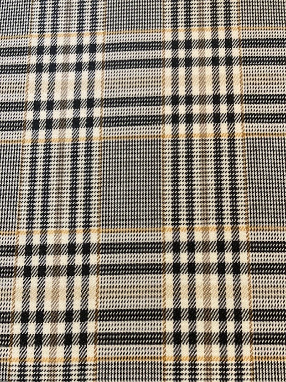 Black Check with Mustard Highlight - One Way Stretch