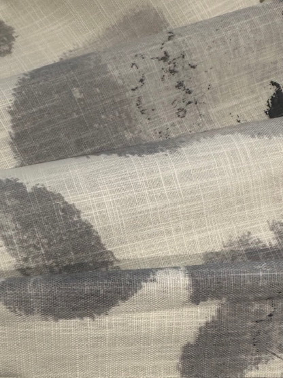 Faded grey Poppies on Ivory Linen Look