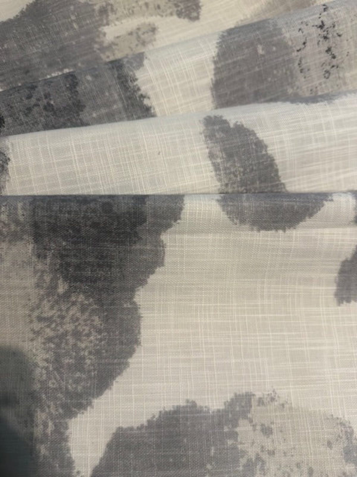 Faded grey Poppies on Ivory Linen Look