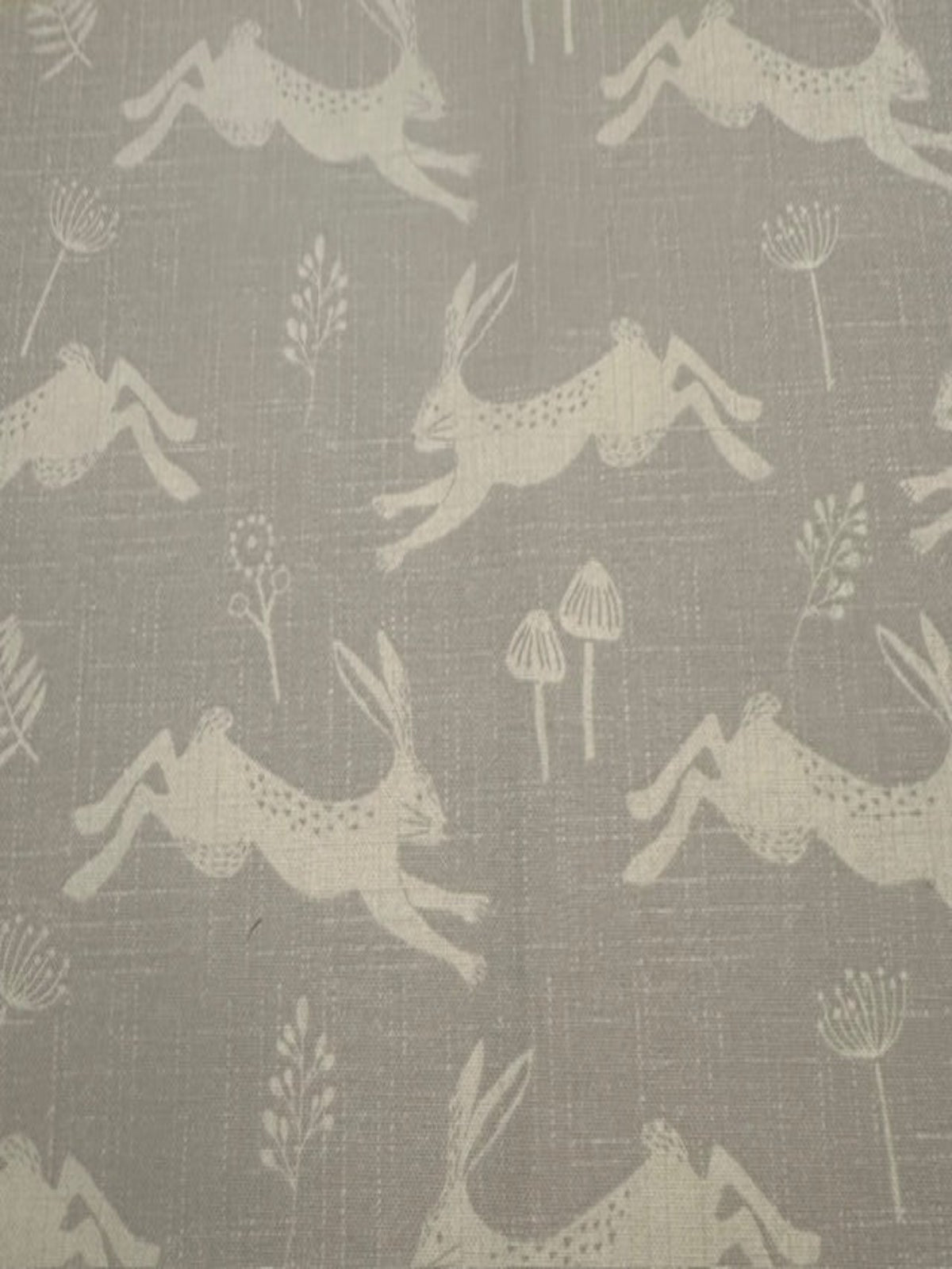 Ivory Running Hares on Pale Grey Furnishing