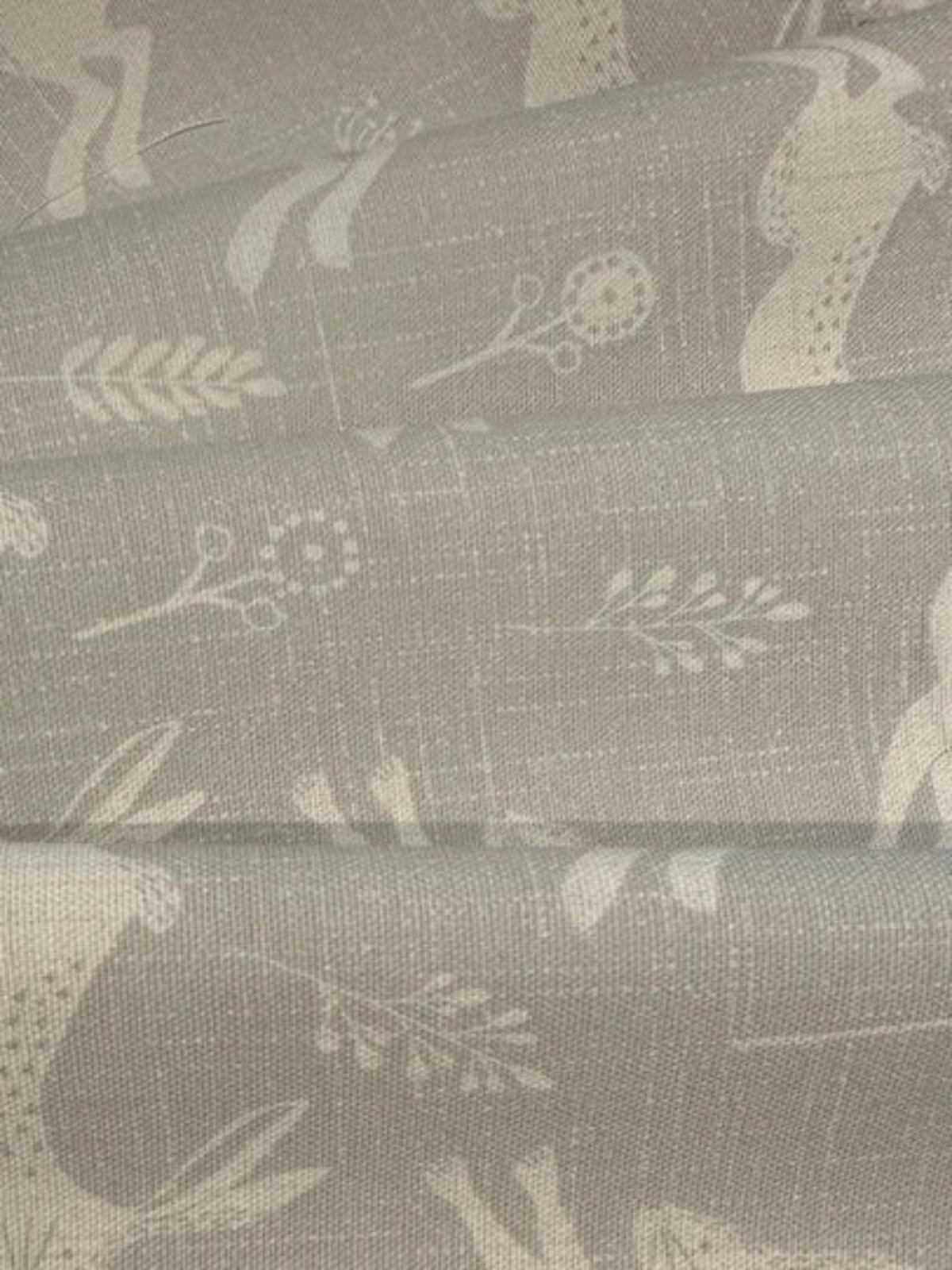 Ivory Running Hares on Pale Grey Furnishing