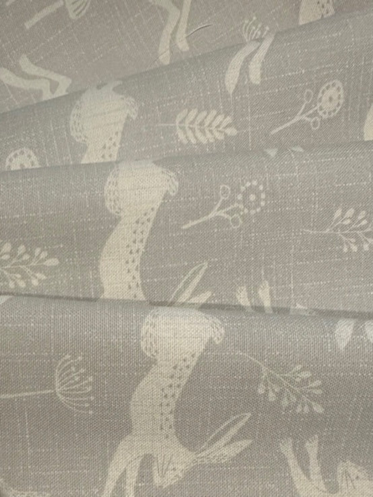 Ivory Running Hares on Pale Grey Furnishing