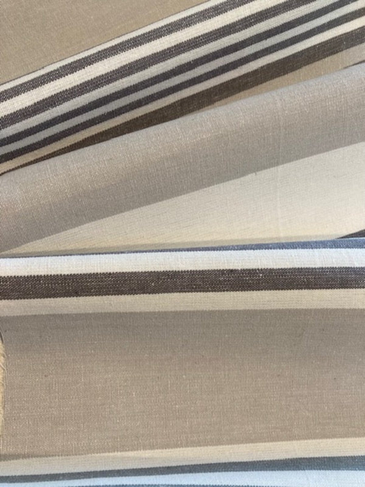 Grey Stripes on Wide 250cm Cotton. Stripes run along the fabric