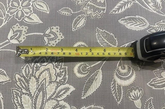 Grey & Ecru Trailing Flower & Leaf Linen Look Furnishing. "Amore"- Porter & Stone.