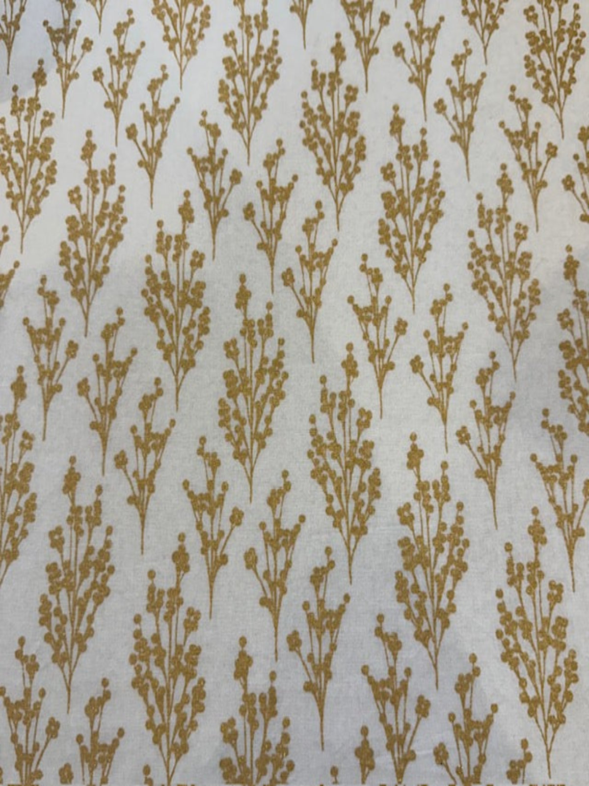 Simple Metallic Christmas Berries on Ecru Cotton