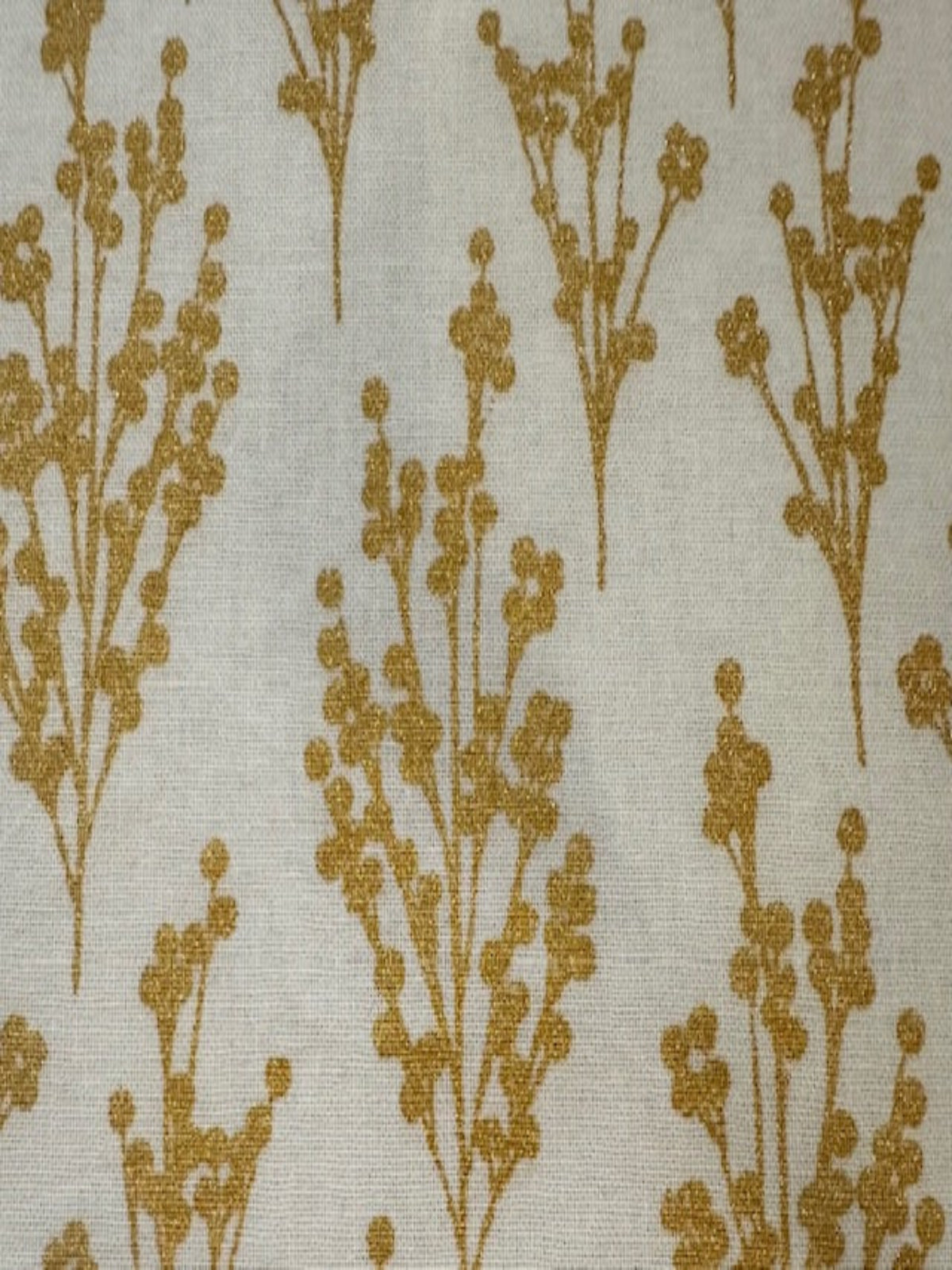 Simple Metallic Christmas Berries on Ecru Cotton