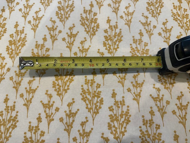 Simple Metallic Christmas Berries on Ecru Cotton