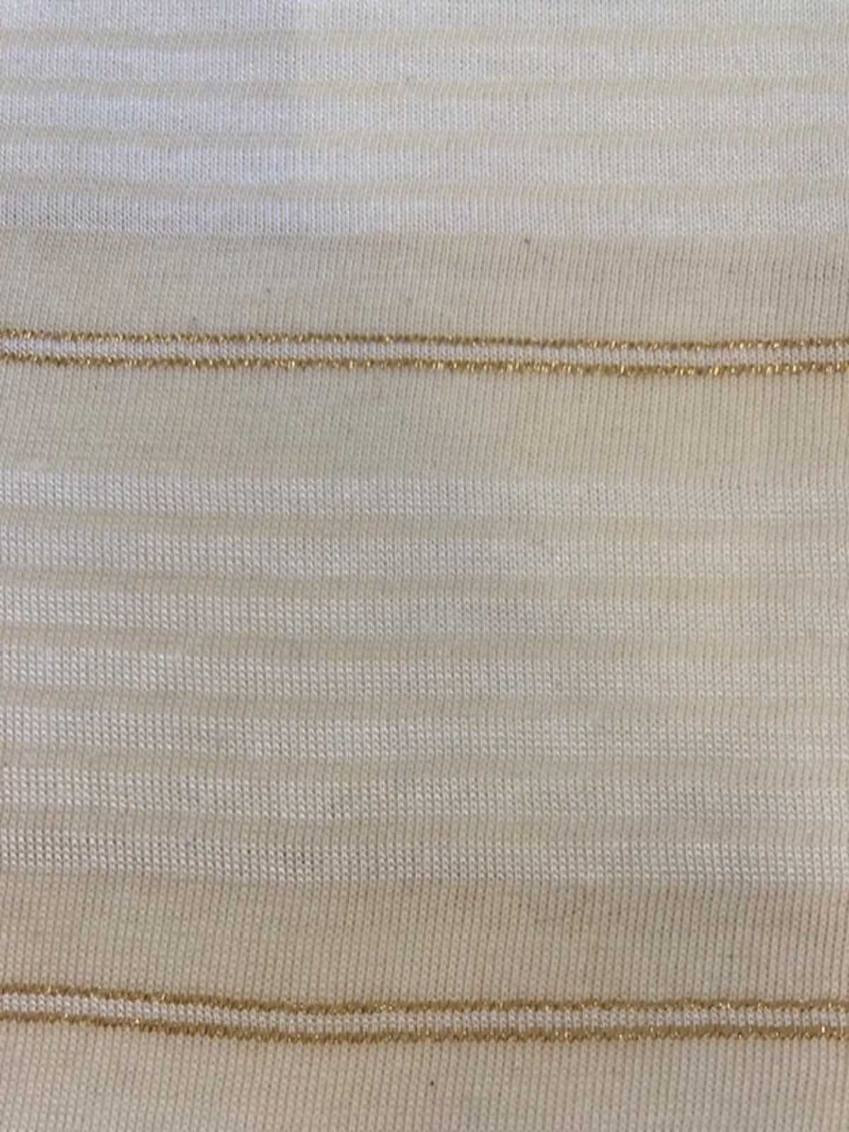 Ivory Tubular Knitted Stripe with Gold Lurex – Stylish Knit Fabric