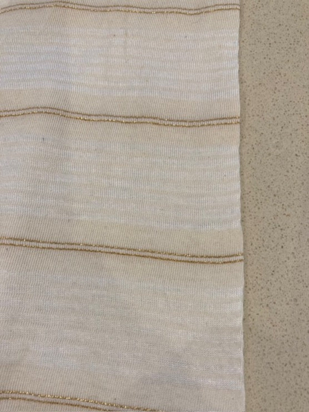 Ivory Tubular Knitted Stripe with Gold Lurex – Stylish Knit Fabric