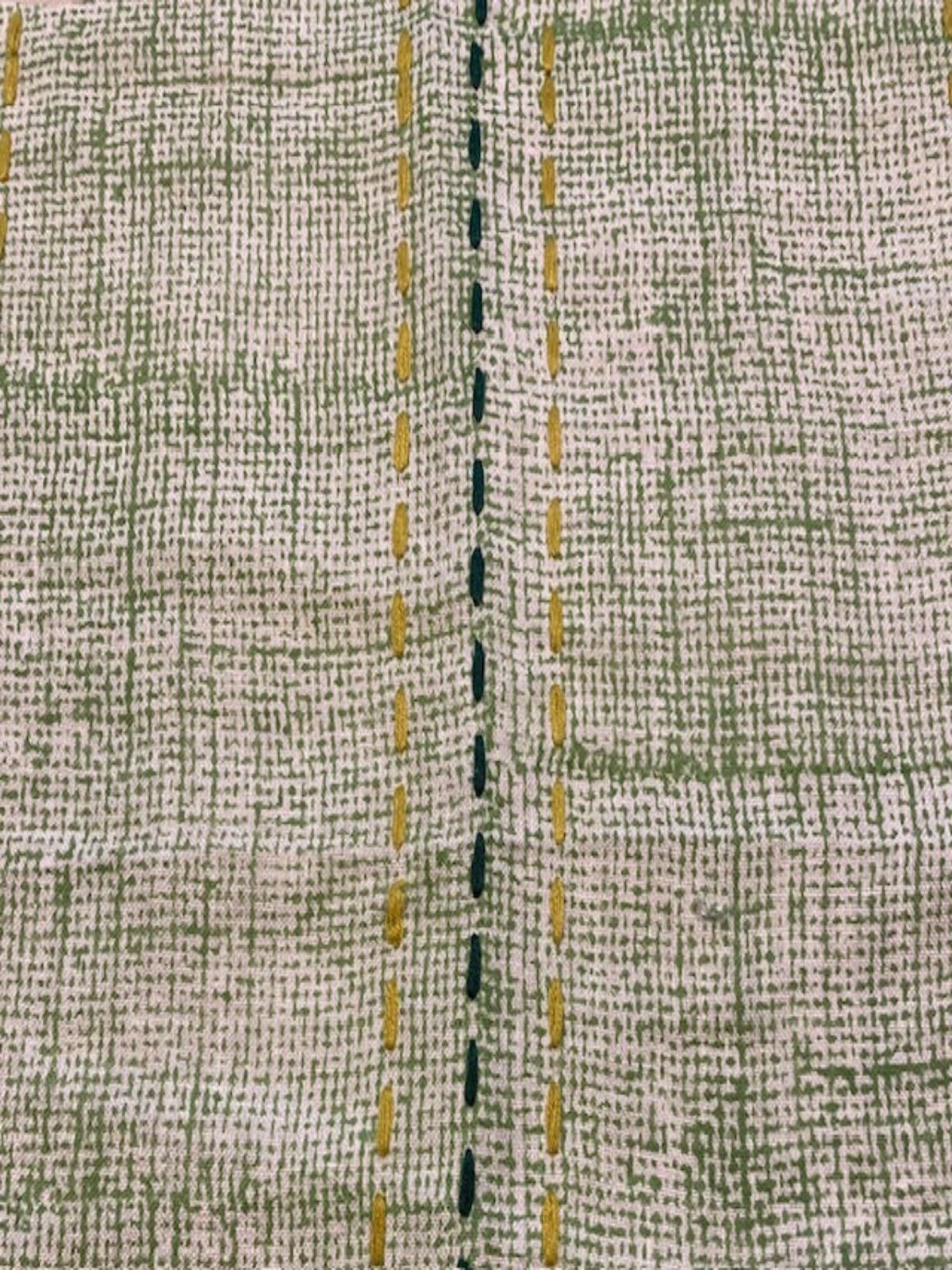 Mustard & Bottle Raised Stripe on Mottled Bright Green Fabric