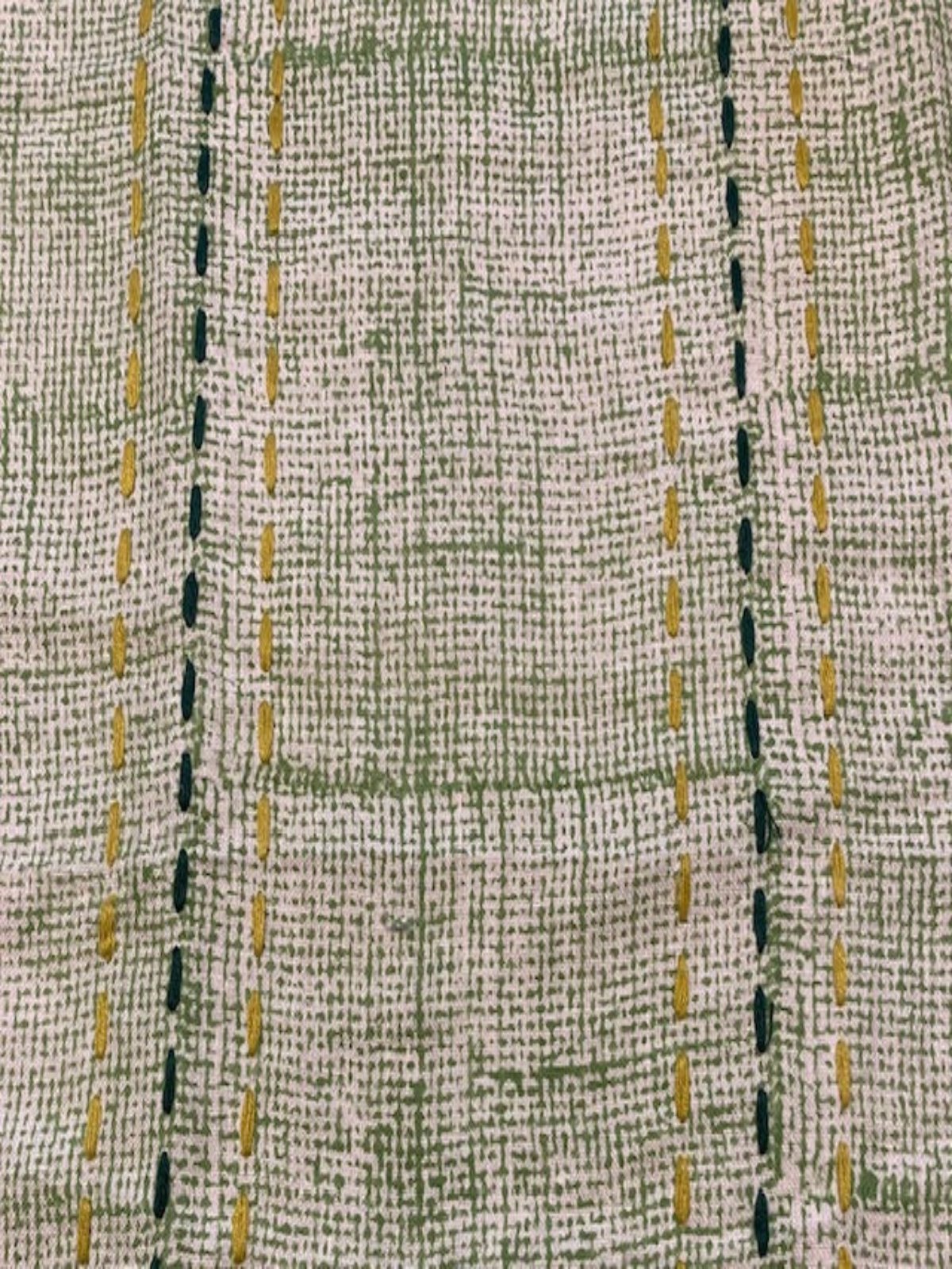 Mustard & Bottle Raised Stripe on Mottled Bright Green Fabric