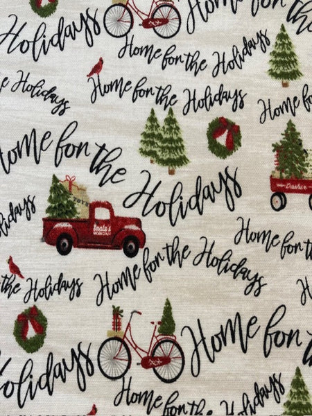 "Home For the Holidays" on White Cotton Poplin