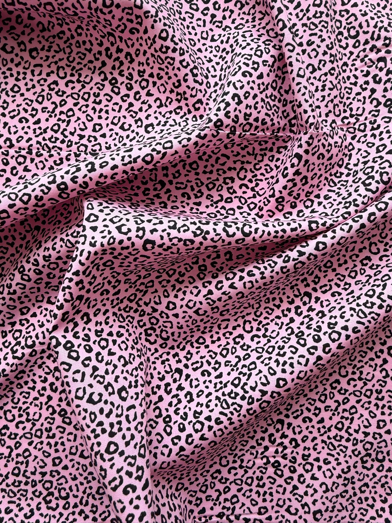 Pink & Black Leopard Print Cotton Fabric – Contemporary Animal Print | 100% Cotton | 112 cm Wide