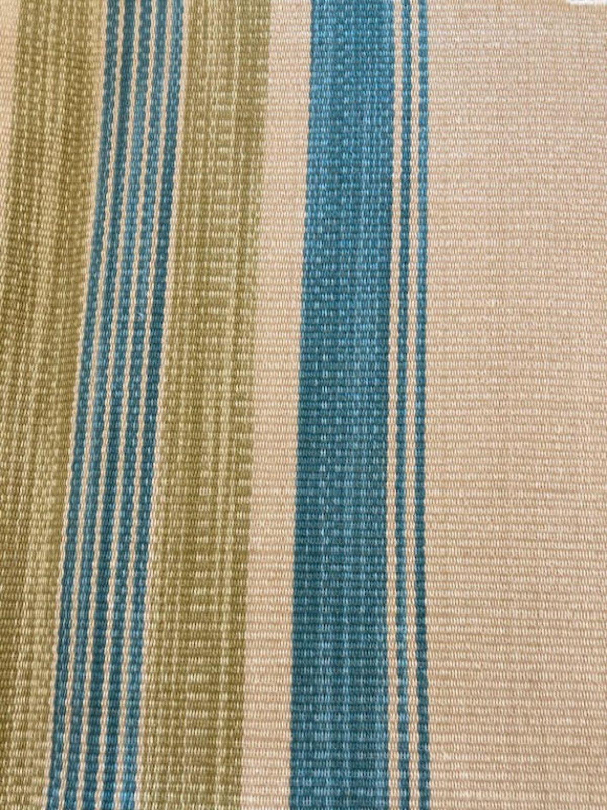 Lime/Turquoise textured Stripe. Stripes run along the fabric