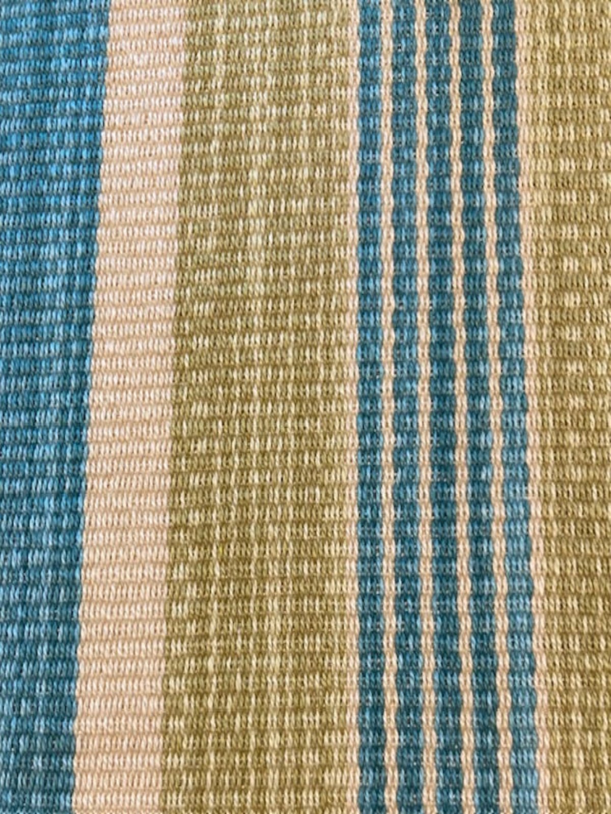 Lime & Turquoise Textured Stripe Cotton Fabric