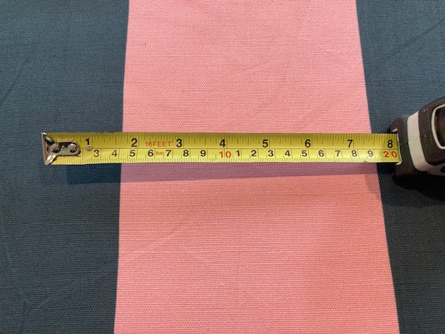 Pink /Navy Broad Linen Mix "Jack Wills" Stripe. Stripes Running Along the Fabric