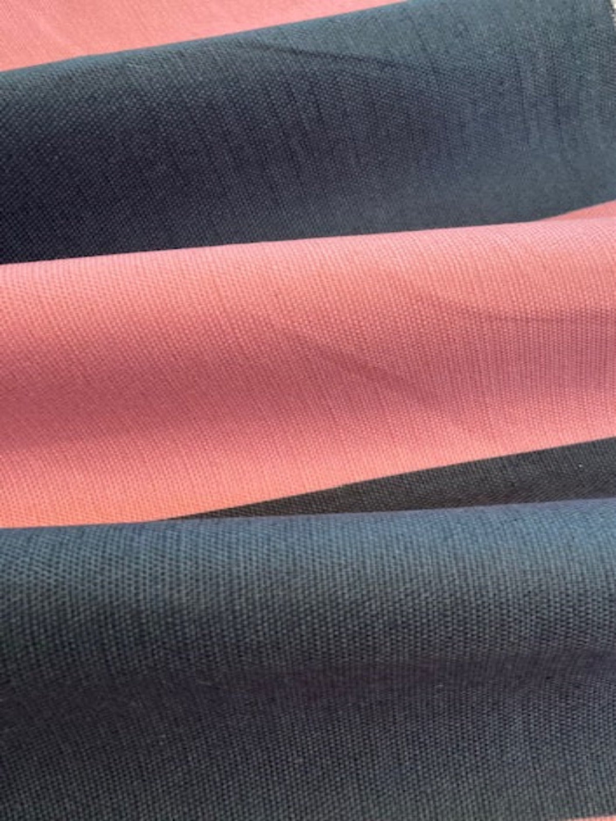 Pink /Navy Broad Linen Mix "Jack Wills" Stripe. Stripes Running Along the Fabric