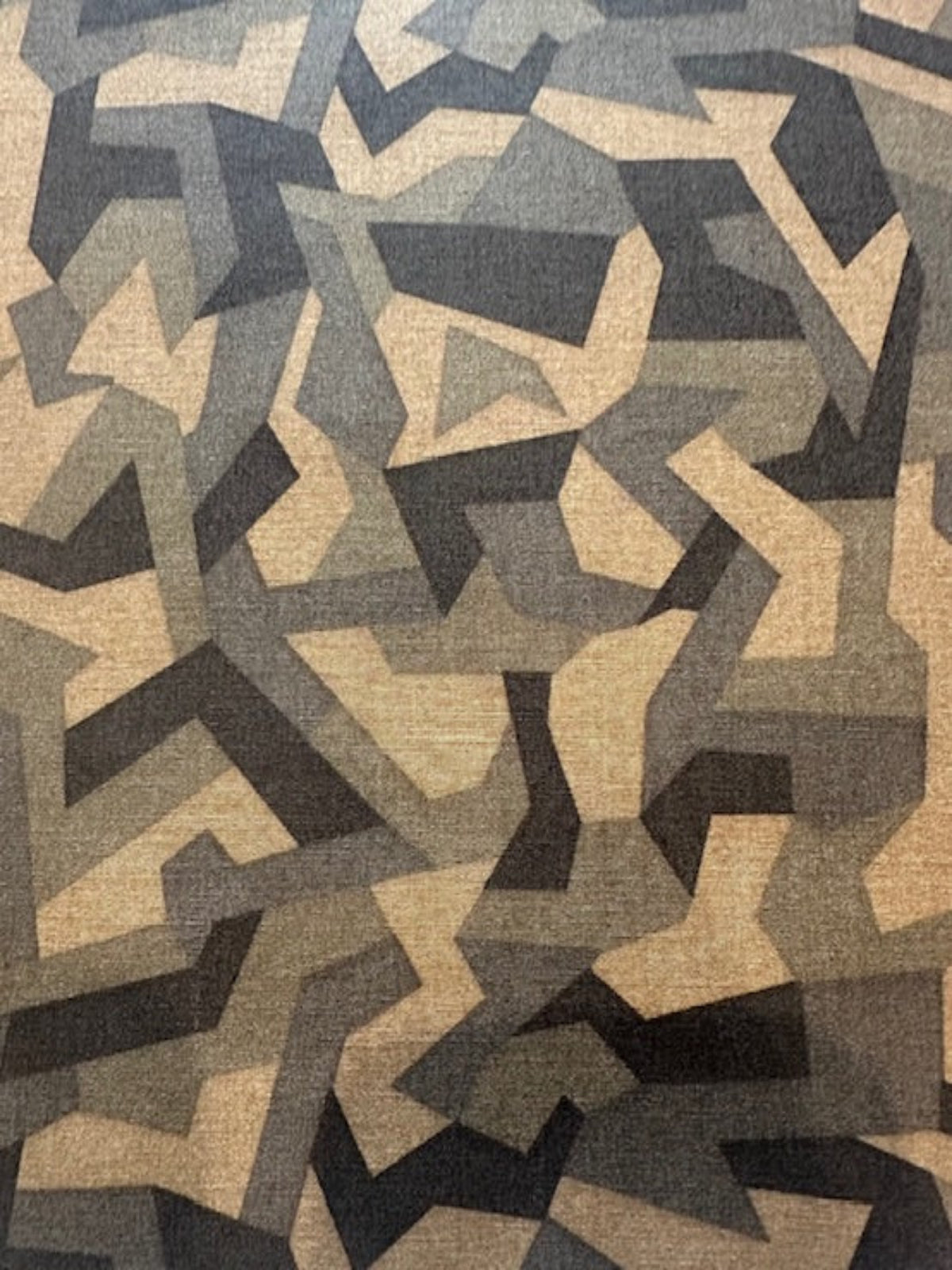 Geometric Camouflage Dark Brown Print on Khaki Cotton