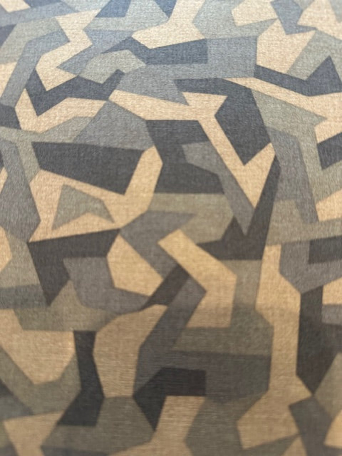 Geometric Camouflage Dark Brown Print on Khaki Cotton