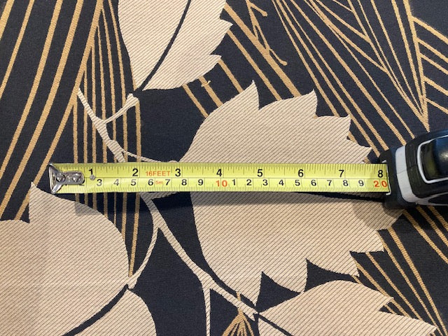 Gold Oak & Chestnut Leaf on Black Jacquard