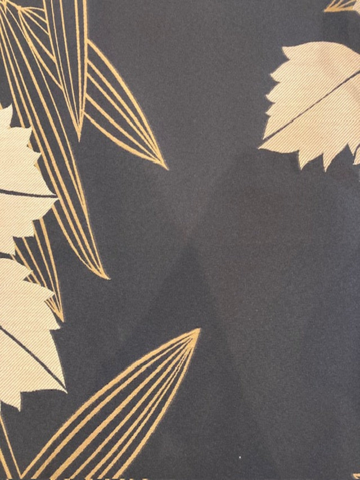 Gold Oak & Chestnut Leaf on Black Jacquard