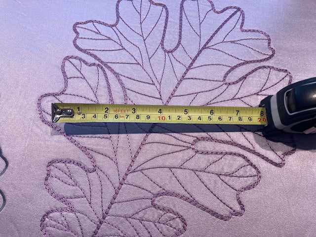 Leaf Embroidery on Pastel with Satin Back. Silk Mix