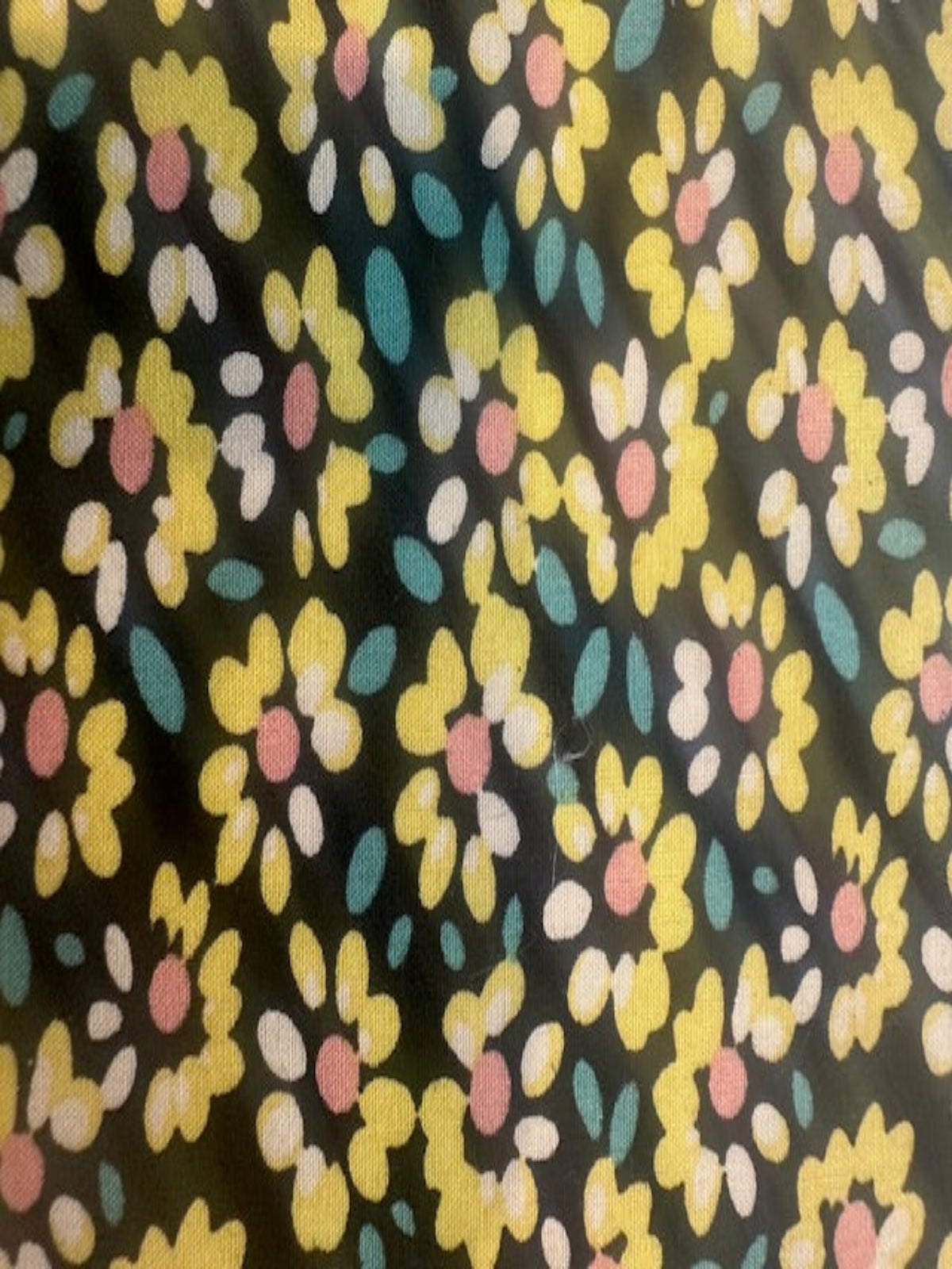 Lemon Floral on Black Cotton Poplin
