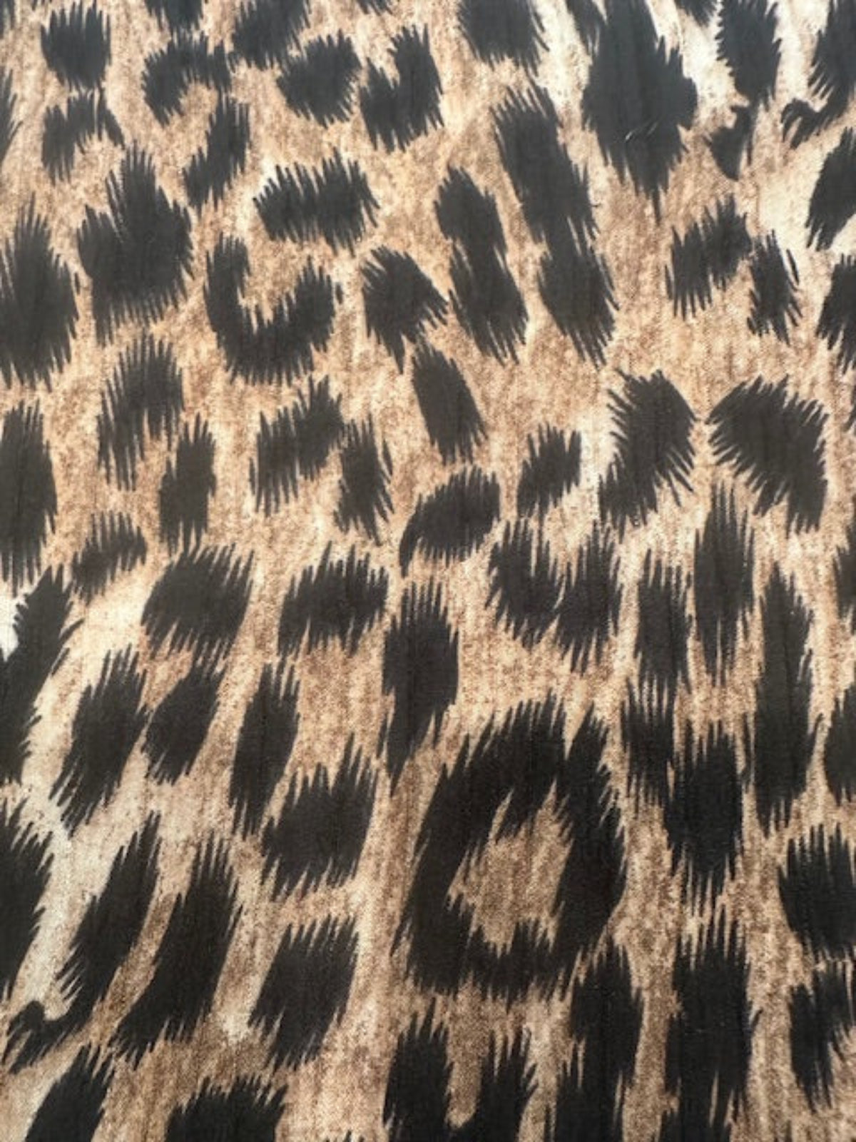 Brushstroke Effect Brown Crepe Leopard Print