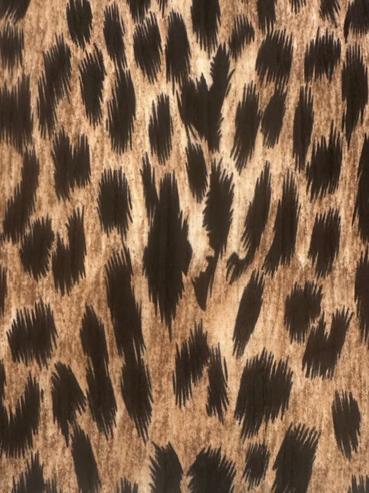 Brushstroke Effect Brown Crepe Leopard Print