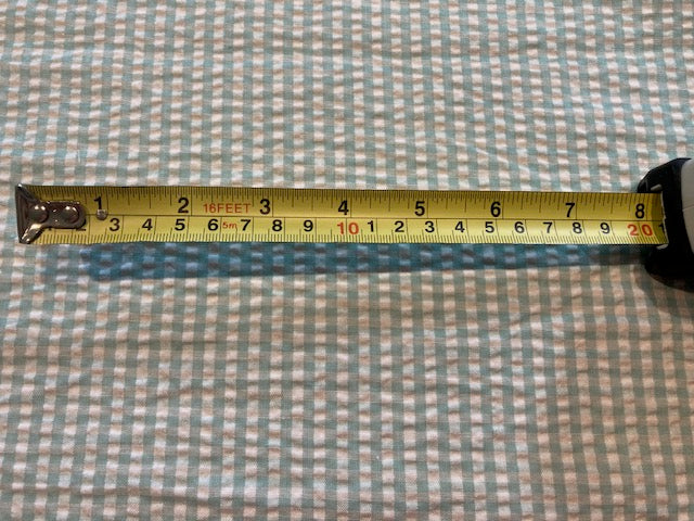 Light Green 4mm Gingham Seersucker – 65% Polyester, 35% Cotton, 145 cm Wide