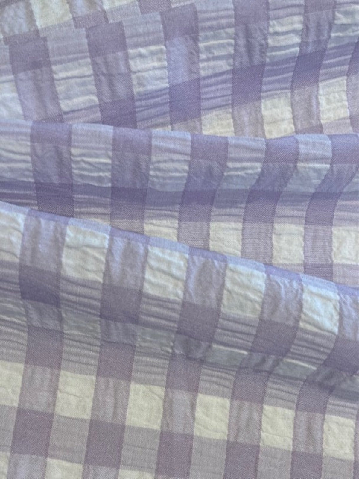 Mauve Seersucker 12mm Gingham Check