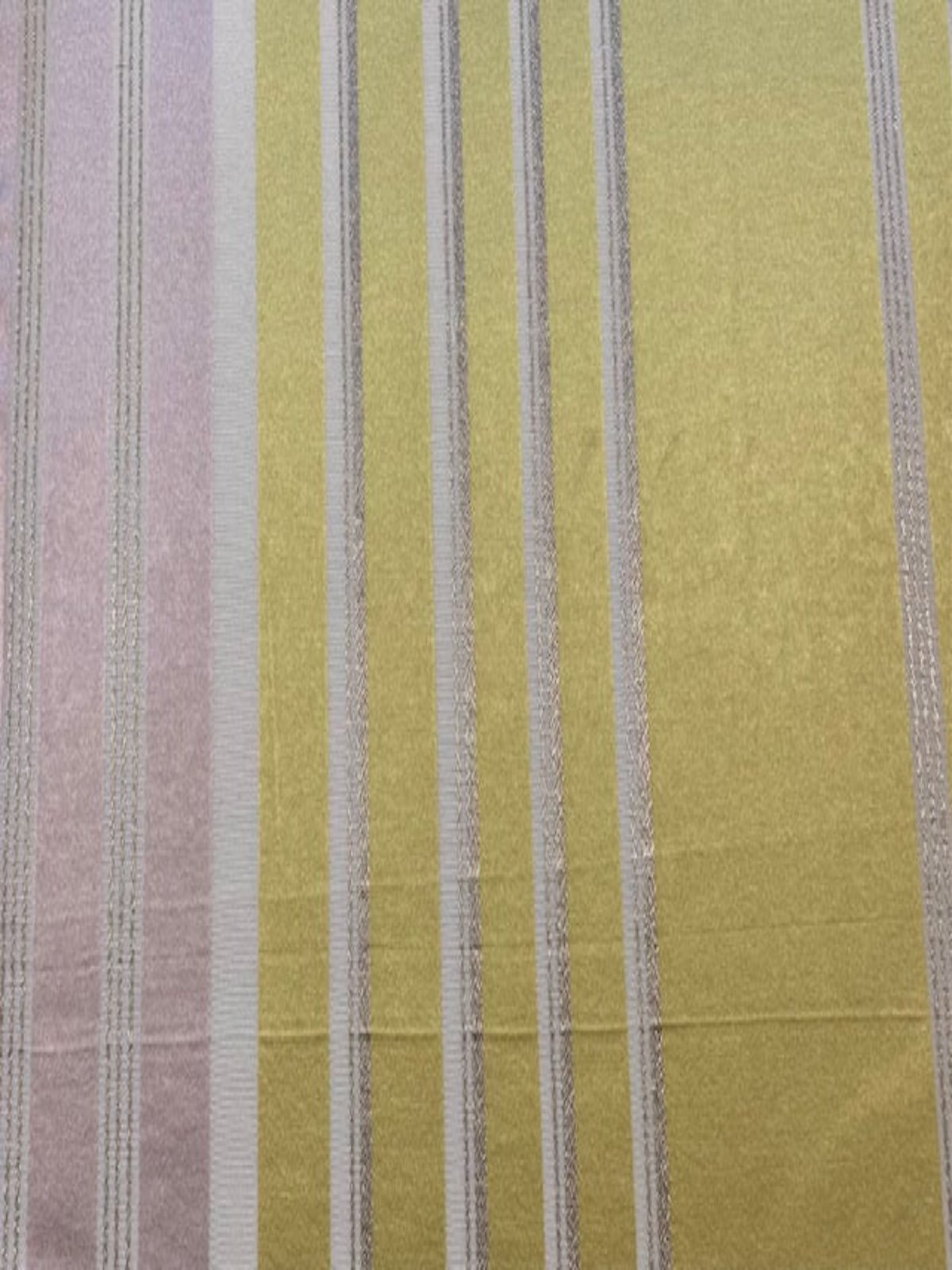 Pale Lilac & Lime Stripe with Lurex Detail. Stripes Run Along the Fabric