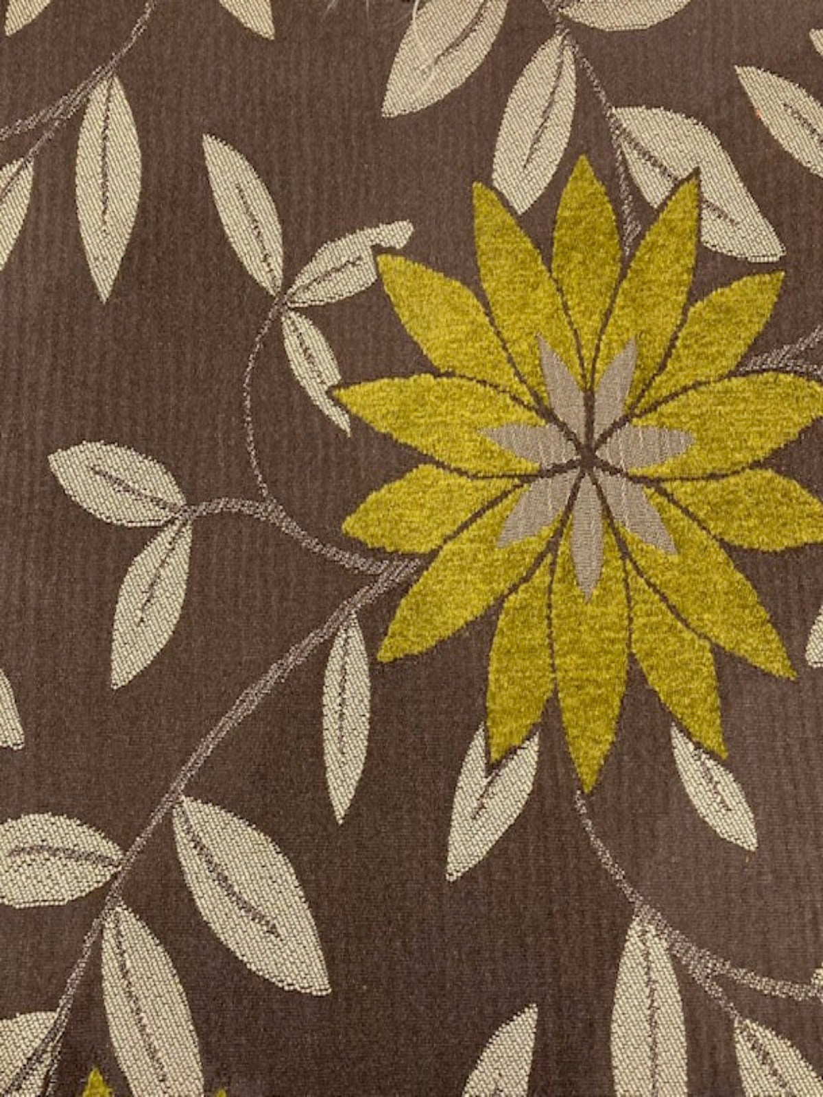 Olive Green Flower & Leaf Heavy Jacquard on Mink. Reversible