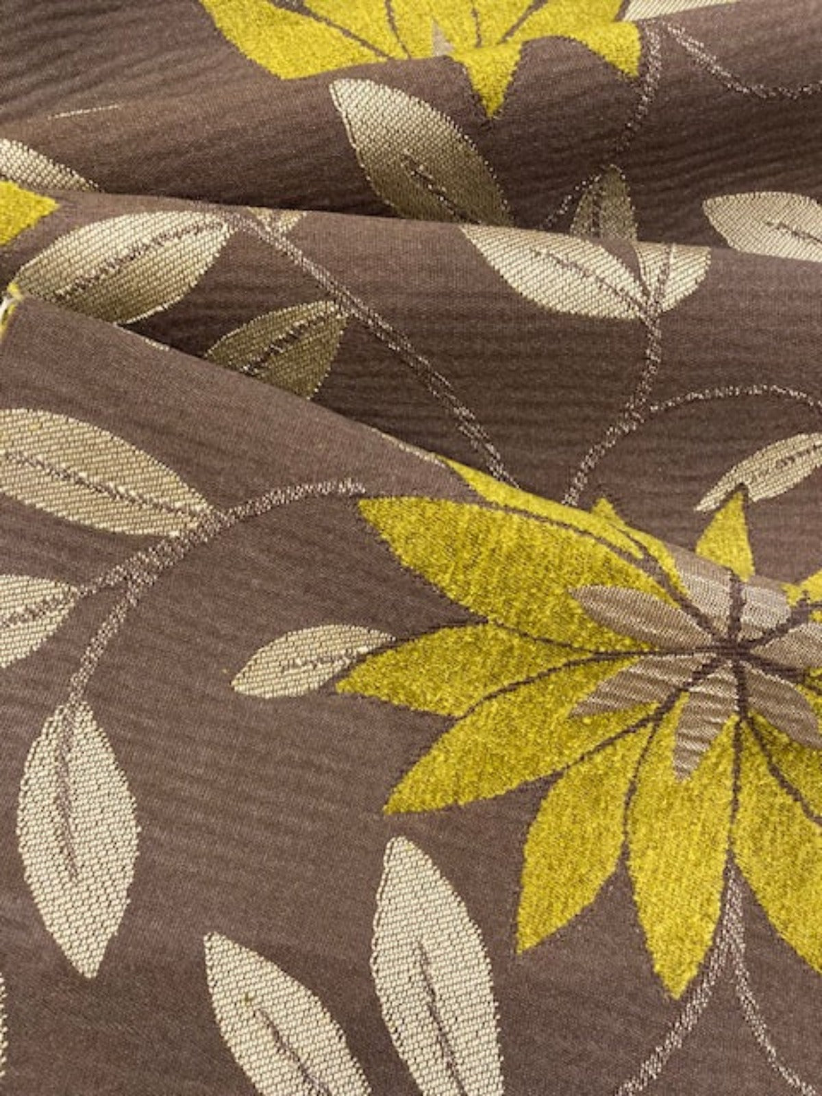 Olive Green Flower & Leaf Heavy Jacquard on Mink. Reversible