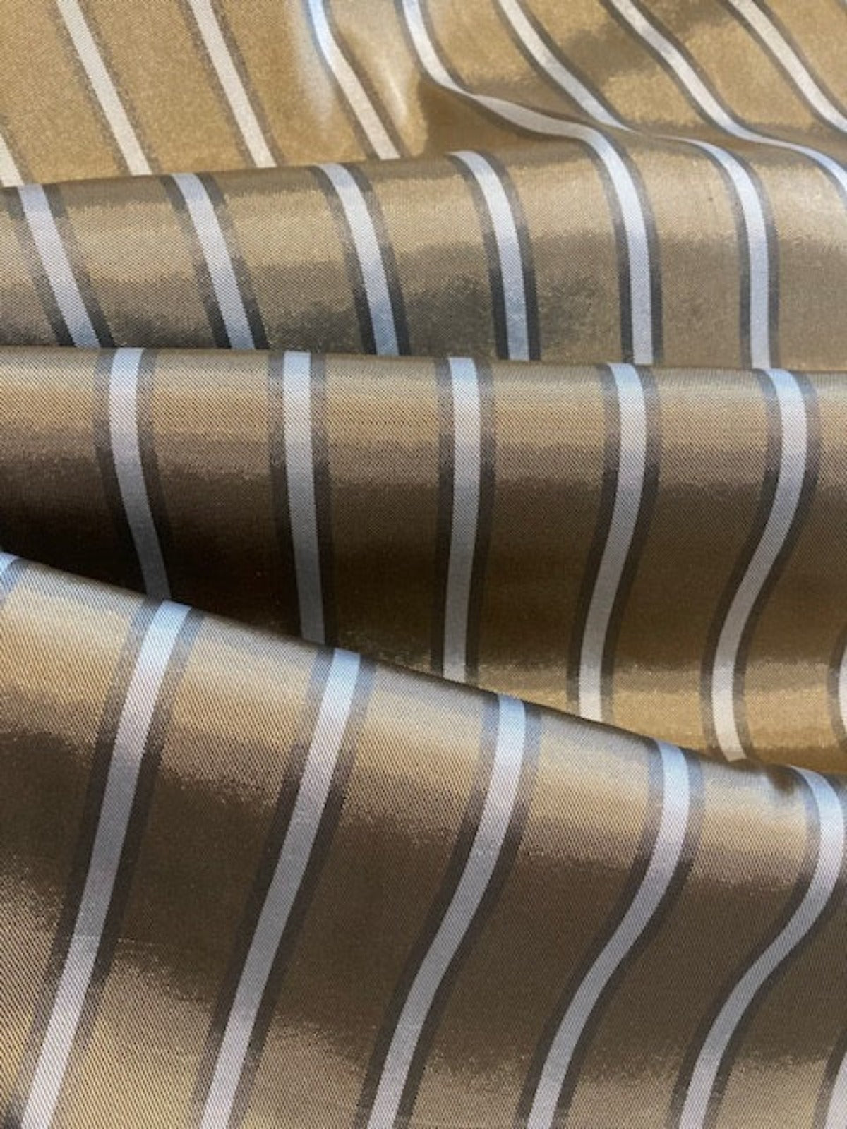Antique gold Woven Lining Stripe. Stripes Running Across the Fabric