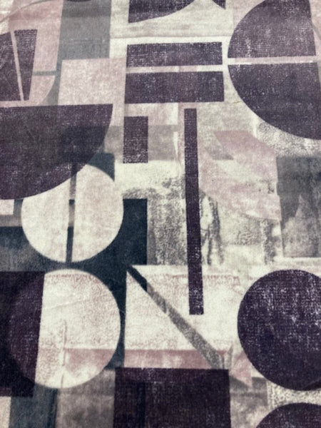 Dark Mauve Circle & Block Overlapping Abstracts on Velvet " Harlequin - Segments"