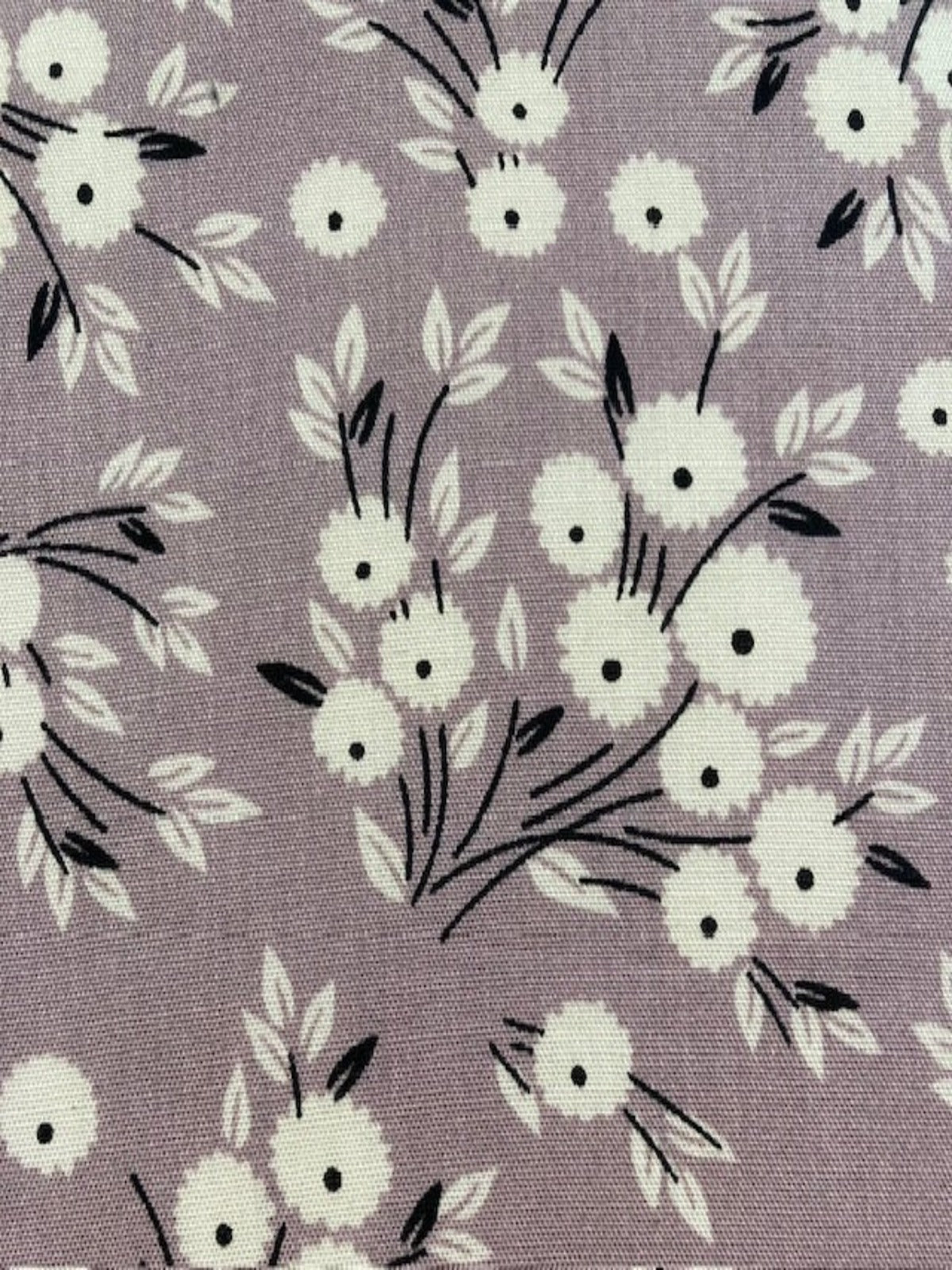 Flowers on Mauve Viscose – Soft Floral Dress Fabric