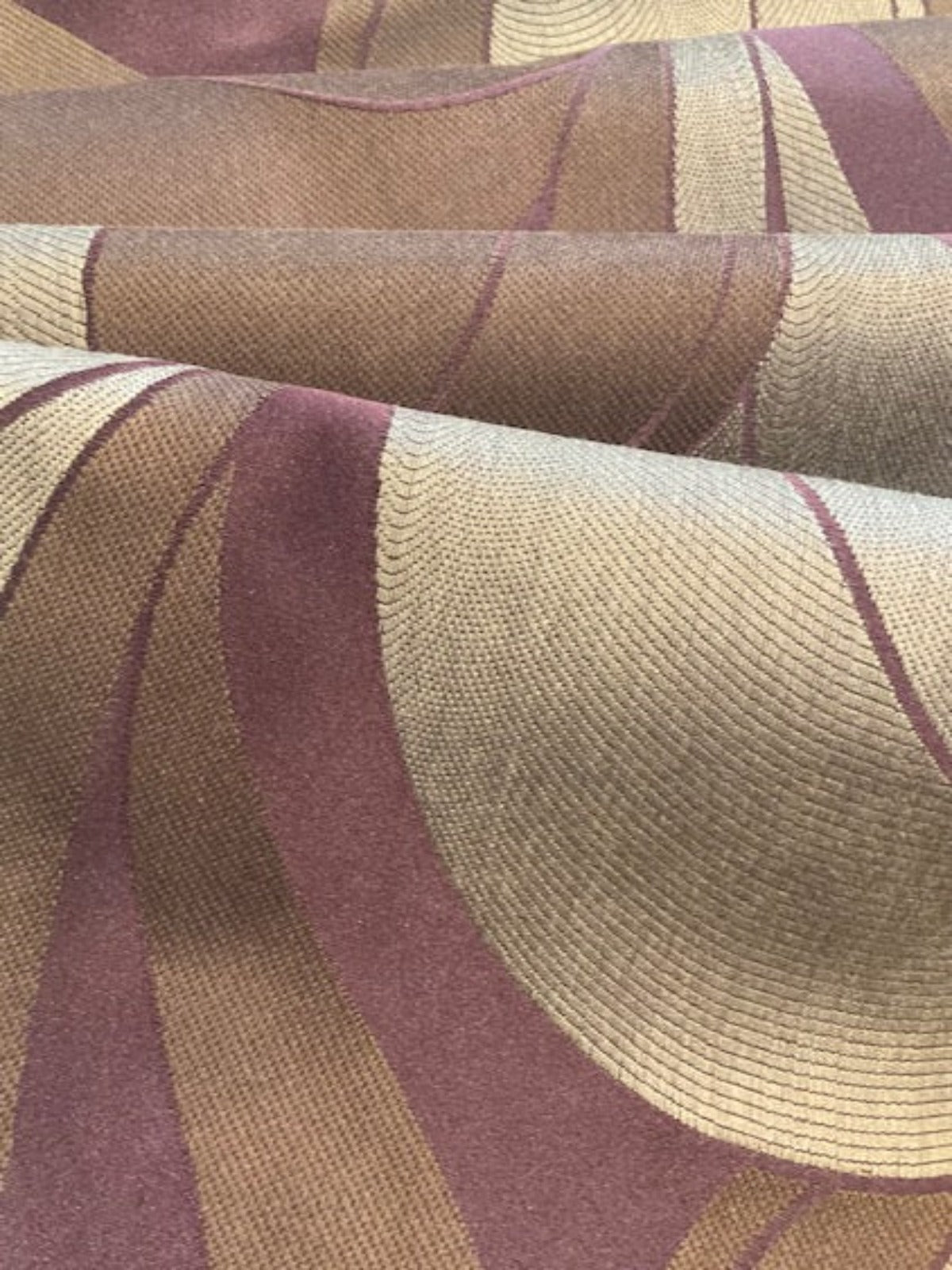 Mulberry /Brown Abstract Swirl Damask with Fire Retardant Finish