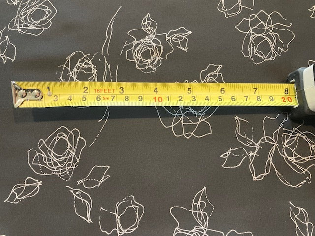 Sketchy Multi Rose on Black Crepe De Chine