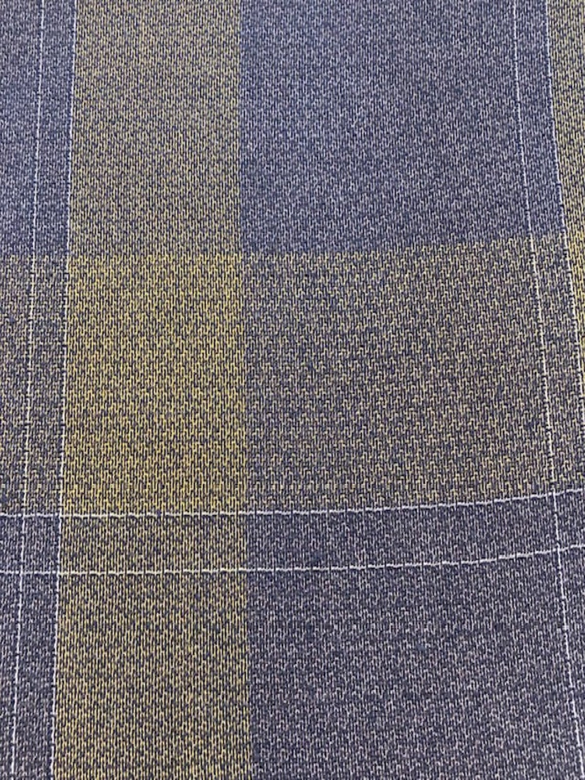 Mustard & Dark Grey Check Fabric – Textured Viscose for Jackets & Dresses