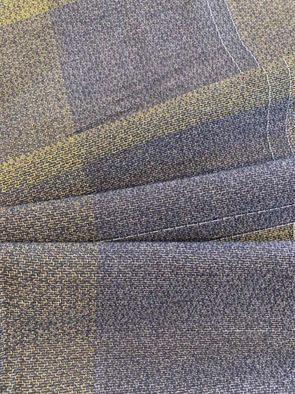 Mustard & Dark Grey Check Fabric – Textured Viscose for Jackets & Dresses